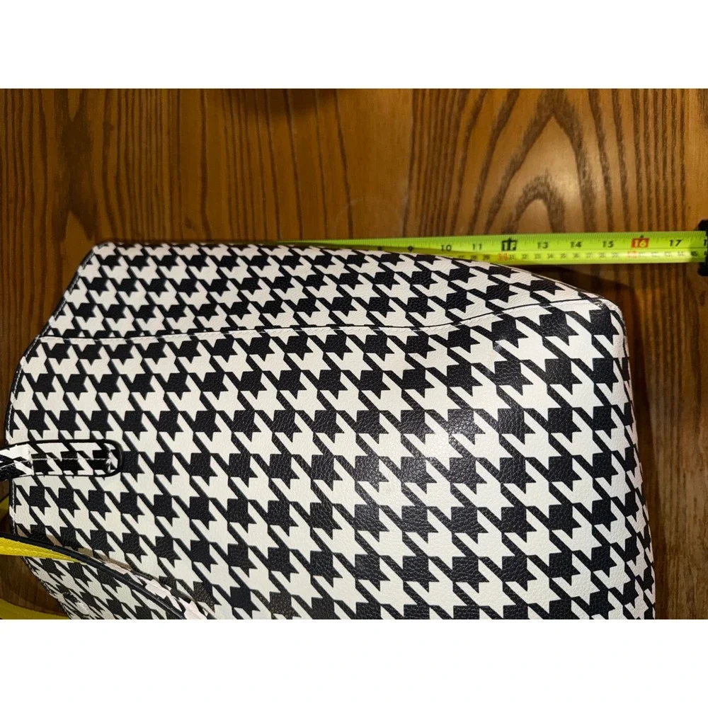 Classic Houndstooth‎ Tote Bag Bold Yellow Trim Everyday Style
